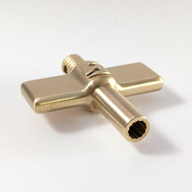 Socket drum made from solid brass by Sonique Drums featuring a brushed and lacquered finish.